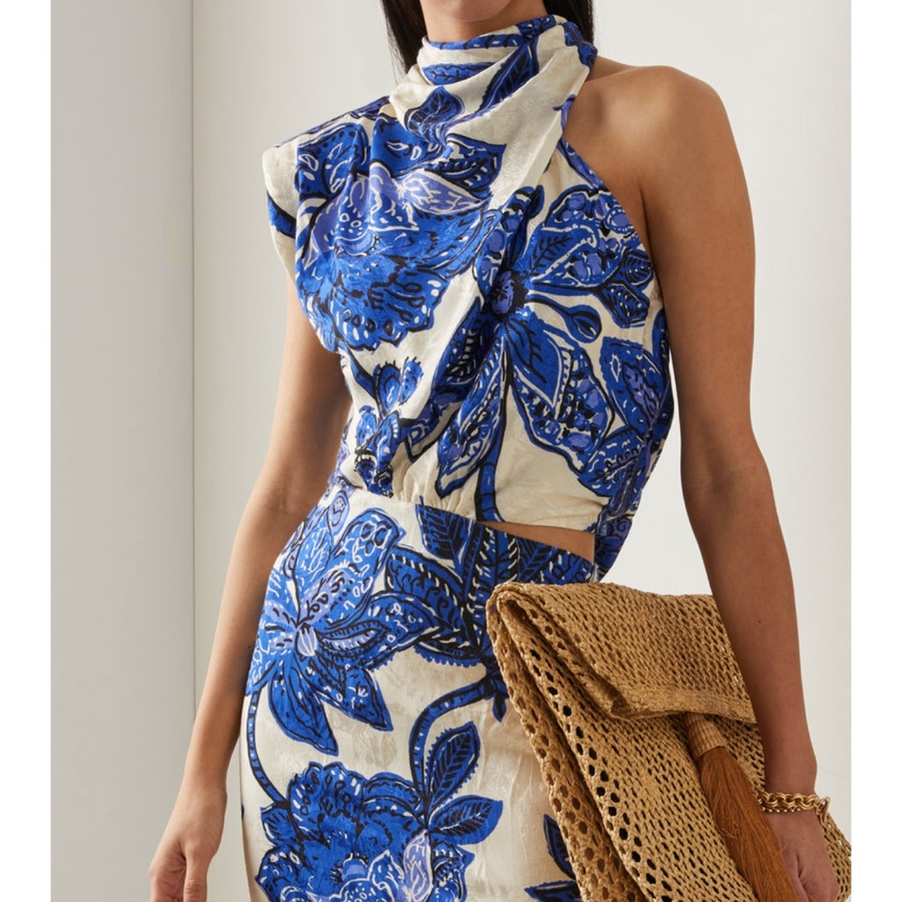 Johanna Ortiz blue size 6 silk dress EUC